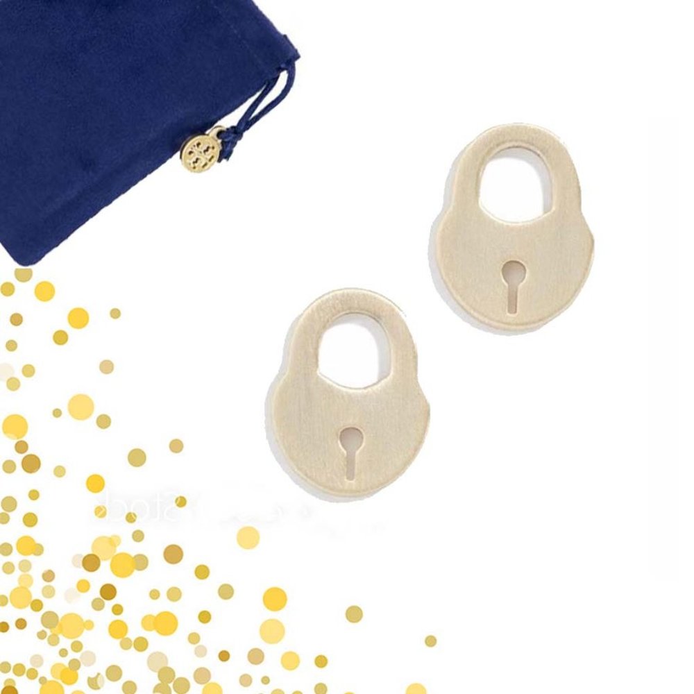 Tory Burch Surreal Metallic Lock Stud Earrings